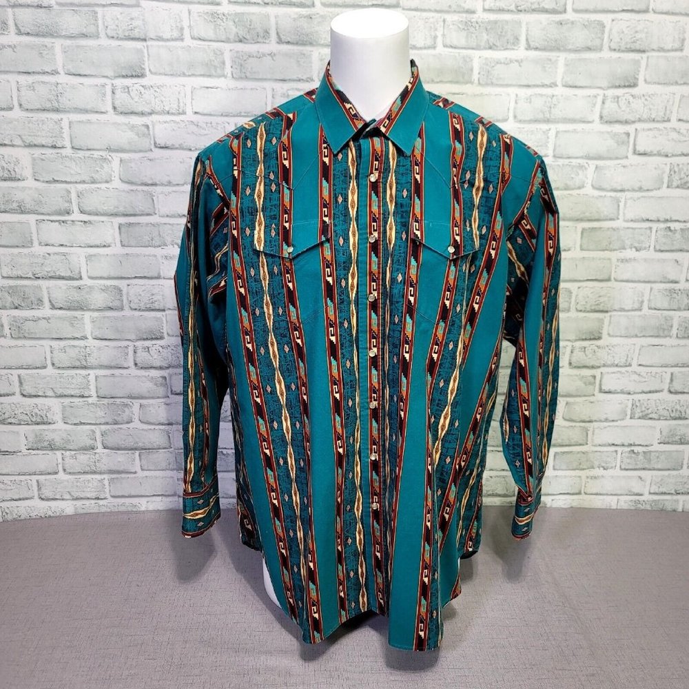 Panhandle Slim Mens 2XL Southwestern Geo Pattern Western Pearl Snap Button Up